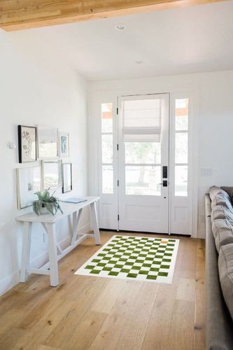 Wonnitar Modern Checkered Washable Rug 3x5,Checkerboard Green Bedroom Area Rug,Non-Slip Soft Moroccan Plaid Bathroom Throw Mat,Non-Shedding Floor Carpet for Kitchen Dining Table Dorm in White Scandinavian Entryway