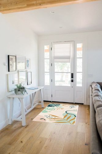 UBTKEY Small Area Rug 3x5, Ultra-Thin Non Slip Washable Rugs, Botanical Print Boho Entryway Rug Entrance Carpet for Entryway Front Door Entry Bedroom (Light Green, 3' x 5') in White Scandinavian Entryway