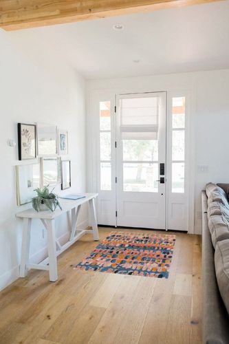 Dash and Albert Paint Chip Coral Hand Micro Hooked Wool Rug, 3 X 5 Feet, Multi/Pink Geometric Pattern in White Scandinavian Entryway