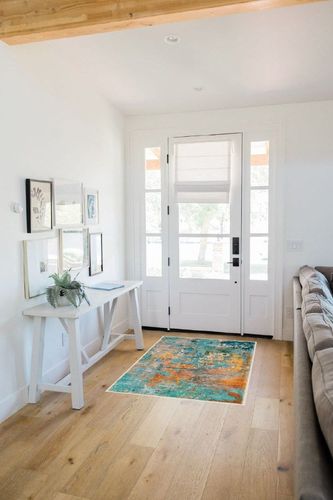 Lahome Modern Abstract Area Rug - 3x5 Soft Rug for Bedroom Non Slip Living Room Mat, Machine Washable Contemporary Throw Carpet for Office Front Door Entrance Way Kitchen Playroom, Rosy Clouds in White Scandinavian Entryway