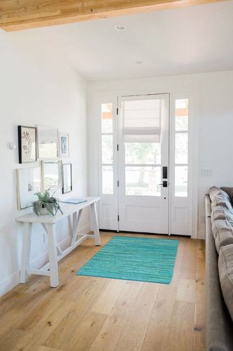 100% Cotton Rag Rug 3x5 Feet (36"x60") Multicolor Chindi Rug - Hand Woven & Reversible for Living Room Kitchen Entryway Rug - Teal in White Scandinavian Entryway
