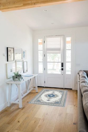 Area Rug Living Room Rugs: 3x5 Machine Washable Rug Soft Low Pile Area Rug with Non-Slip Backing, Medallion Floor Carpet for Bedroom Dining Room Nursery Home Office-Blue/Cream in White Scandinavian Entryway