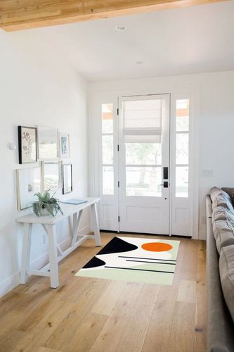 Safavieh Rodeo Drive Collection Accent Rug - 3' x 5', Green & Black, Handmade Mid-Century Modern Abstract Wool, Ideal for High Traffic Areas in Entryway, Living Room, Bedroom (RD883Y) in White Scandinavian Entryway