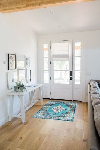 Urtlmaji Vintage Persian Area Rug, 3x5 Washable Rug Non-Slip Low Pile Lightweight Oriental Accent Medallion Throw Rugs Door Mat Small Carpet for Kitchen Bedroom Bathroom Entry (Aqua) in White Scandinavian Entryway