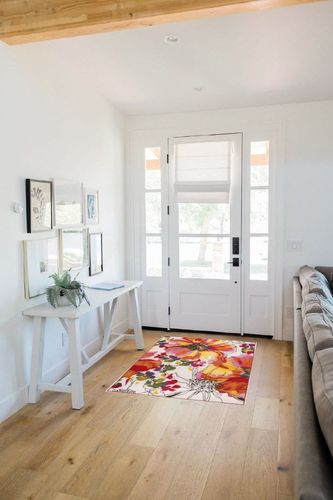 Rugshop Modern Bright Flowers Non-Slip Area Rug 3'3" x 5' Multicolor in White Scandinavian Entryway