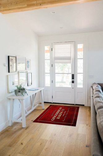 Area Rug, Merry Christmas Gingerbread Baking Co on Red Rustic Wooden Plank Area Rug, Living Room Rugs, Area Rugs for Bedroom Decor&Living Room Decor, Carpet 3x5ft Bedroom Rug, Rugs for Living Room in White Scandinavian Entryway
