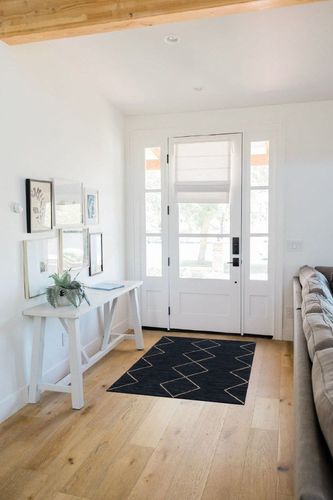 Safavieh Vintage Leather Collection Accent Rug - 3' x 5', Black & Natural, Handmade Modern Rustic Boho, Ideal for High Traffic Areas in Entryway, Living Room, Bedroom (VTL801Z) in White Scandinavian Entryway