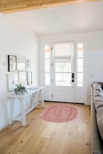 Super Area Rugs Farmhouse Braided Rug Cotton Kitchen Reversible Carpet, Red & White, 3' X 5' Oval in White Scandinavian Entryway