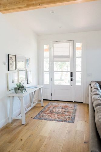 Estmy Farmhouse Vintage Area Rug - 3x5 Oriental Distressed Small Entryway Rug Doormat Boho Tribal Ultra Thin Non-Slip Washable Flatweave Floor Carpet for Indoor Front Entrance Kitchen Bathroom in White Scandinavian Entryway