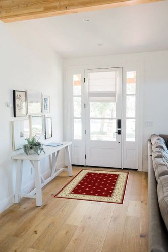 Well Woven Apollo Flatwoven Fleur De Lis Red 3'3" x 5' Area Rug in White Scandinavian Entryway