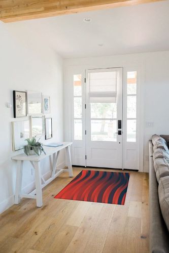 OKCELL 3' x 5' Red Abstract Texture Stripe Super Soft Area Rug for Kids Baby Nursery, Carpets for Entryway Laundry Living Room, Fuzzy Rugs for Nursery in White Scandinavian Entryway