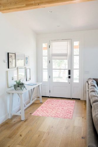 Moynesa Boho Moroccan Area Rug - 3x5 Large Pink Kitchen Rugs for Bedroom Girls Washable, Non Slip Laundry Room Rug Modern Low-Pile Entryway Rug Summer Fuzzy Throw Mat for Nursery Playroom Living Room in White Scandinavian Entryway