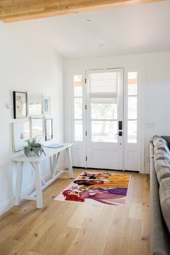 Gertmenian Disney Princesses Area Rug | Suitable for Classroom, Nursery, Bedroom, or Play Area | Ideal for Toddlers, Babies, and Young Children | 3.5x4.5ft Medium, Watercolor Pink/Purple/Orange 19837 in White Scandinavian Entryway