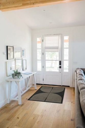 Lahome Modern Rainbow Easy Jute Rug, 3x5 Patio Rugs Washable Rugs for Entryway Farmhouse Black Area Rug, Non Slip Indoor Door Mat Contemporary Outdoor Porch Rug for Laundry Guestroom Room Decor in White Scandinavian Entryway
