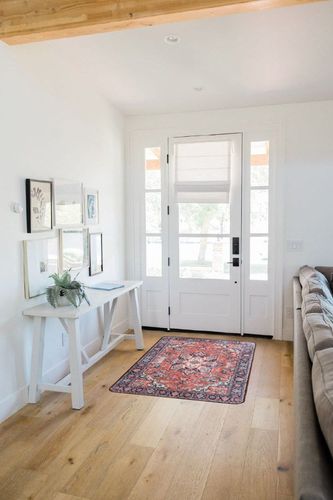 Toneed Washable Area Rug, 3 x 5 Feet Rug with Rubber Backing Non Slip Vintage Carpet for Bedroom Living Room Kitchen Entryway Bathroom Laundry Decor - Red in White Scandinavian Entryway