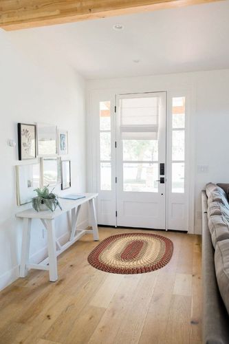 Super Area Rugs Hartford Braided Rug Made in USA, Spanish Red,3' X 5' Oval in White Scandinavian Entryway