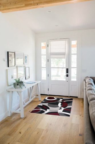 Rugshop Contemporary Abstract Circles Perfect for high Traffic Areas of Your Living Room,Bedroom,Home Office,Kitchen Area Rug 3'3" x 5' Red in White Scandinavian Entryway