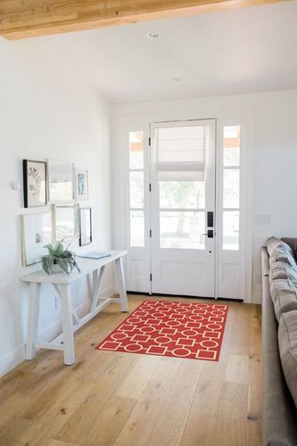 SAFAVIEH Courtyard Collection 2'7" x 5' Red/Bone CY6925 Indoor/ Outdoor Waterproof Easy Cleaning Patio Backyard Mudroom Area Rug in White Scandinavian Entryway