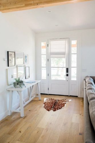 Faux Sika Deer Print Hide Rug Faux Fur Cowhide Area Rug Animals Mat Carpet for Home (3.4ftX2.9ft) in White Scandinavian Entryway