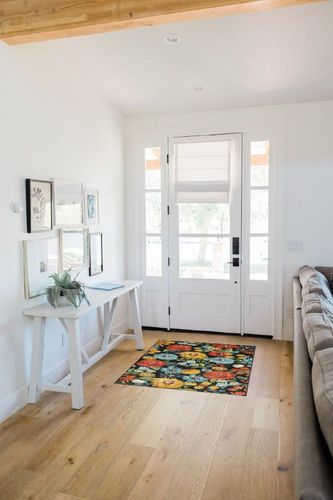 Mohawk Home Machine Washable Kitchen Mat, Chalkboard Flowers Black (2'6" x 4'2") in White Scandinavian Entryway