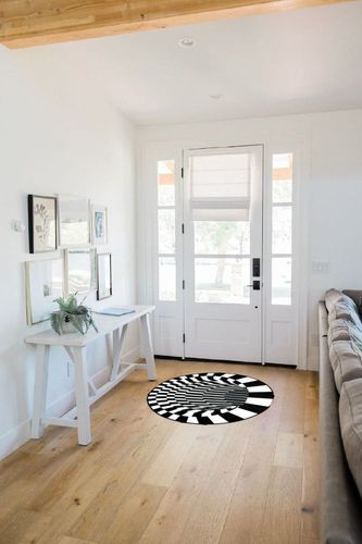 GAIORD 3D Carpet Bottomless Hole Optical Illusion Area Rug, Checkered Vortex Optical Illusions Rug, for Dining Room Carpet Home Bedroom Floor Mat,Black (80x120cm) 1 in White Scandinavian Entryway