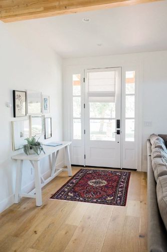 New Farsian Pure Wool Hand Knotted Bohemian Rug in White Scandinavian Entryway