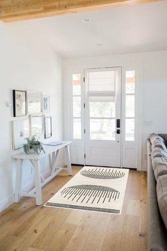 Artistic Weavers Penrod Modern Geometric Runner Area Rug,2'7" x 7'3",Black/Ivory in White Scandinavian Entryway
