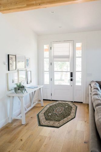 Masada Rugs, Traditional Octagon Area Rug Design 404 Green (7 Feet 3 Inch x 7 Feet 3 Inch) Octagon in White Scandinavian Entryway