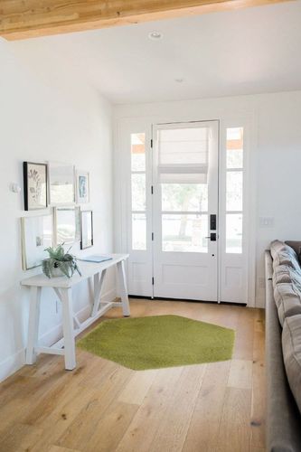 4.6 ft, Green fluffy rug in White Scandinavian Entryway