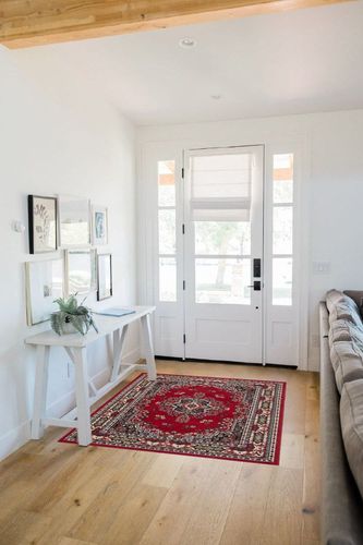 Home Dynamix Premium Sakarya Traditional Medallion Border Area Rug, Claret, 3'7"x5'2" Rectangle in White Scandinavian Entryway