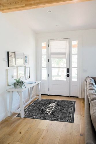 YIKUDU Keep Off Large Rugs Floor Mat Modern Carpet for Home Decoration Area Rug,Cozy Art Decoration Polyester Carpet 63 x 47 inch in White Scandinavian Entryway