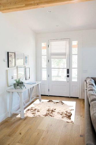 nuLOOM Iraida Contemporary Faux Cowhide Area Rug, 3' 10" x 5', Brown in White Scandinavian Entryway