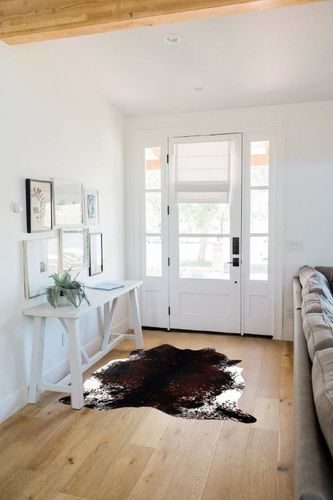 MACEVIA Faux Cowhide Rug Cute Cow Print Rug Animal Area Carpet Western Decor for Living Room Bedroom Non-Slip 59" L x 47.2" W(4.9ft x 3.9ft) in White Scandinavian Entryway