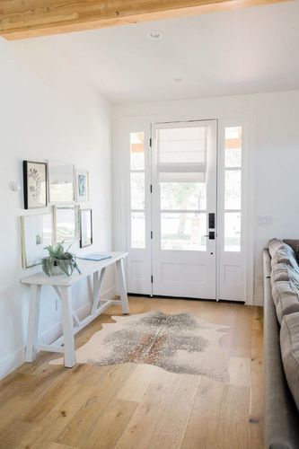 Loloi II Bryce Collection BZ-07 Pewter/Gold, Contemporary 3'-10" x 5' Accent Rug in White Scandinavian Entryway