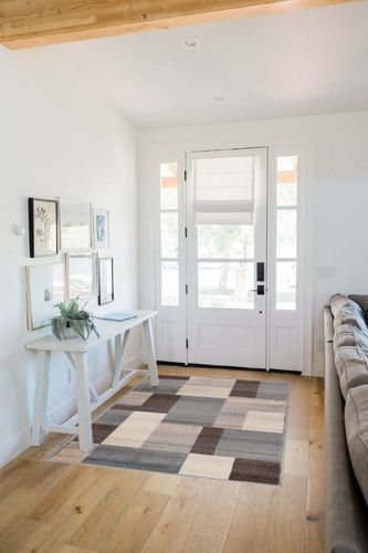 ‎Grey-brown ‎Modern Eclectic ‎Stain Resistant Area Rug in White Scandinavian Entryway