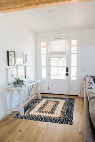 Waterbury Farmhouse Handmade Braided Blue Area Rug Dakota Fields Rug Size ... in White Scandinavian Entryway