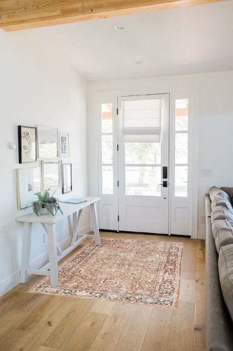 Everwash Callaghan Edith Distressed Vintage Machine Washable Area Rug, Terracotta ... in White Scandinavian Entryway