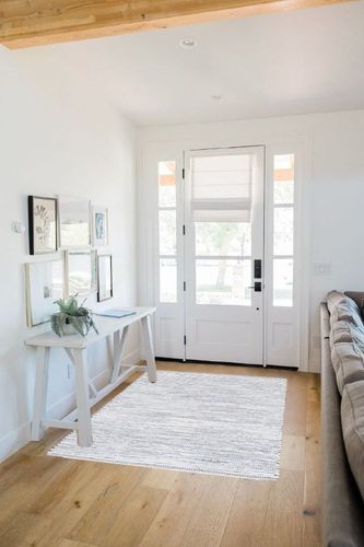 Westberry Handmade Flatweave Cotton Area Rug in Navy / Ivory Laurel Foundry ... in White Scandinavian Entryway