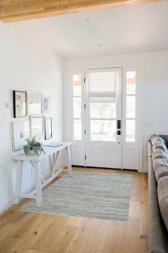 Doleman Striped Handmade Flatweave Natural/Blue Area Rug Breakwater Bay Rug Size ... in White Scandinavian Entryway