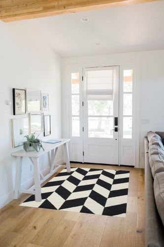 Tilley Geometric Handmade Tufted Wool Black/White Area Rug Wrought Studio Rug ... in White Scandinavian Entryway
