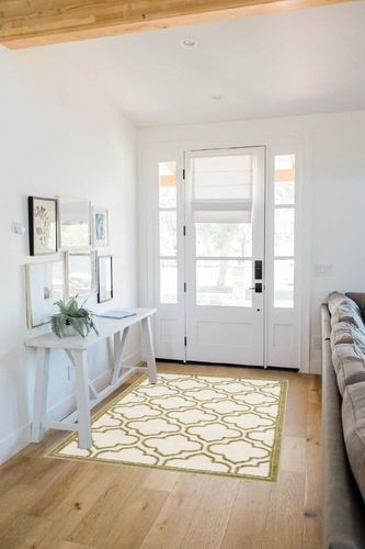 Ammundsen Geometric Ivory/Light Green Area Rug Lark Manor Rug Size: Rectangle 4' x 6' in White Scandinavian Entryway