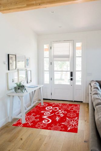 Area Rug, Let is Snow Christmas Rug, 2x3 Feet Rugs for Living Room Bedroom Kids Room Kids Room Nursery Classroom, Non-Slip Comrft Carpet Washable Rug in White Scandinavian Entryway