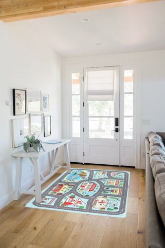 Playroom Rug Play Carpet 4’ x 6’, Blue Large Educational Children’s Play Mat, Learning & Have Fun Safely Non-Slip Washable Road Traffic Floor Area Carpet, Great for Kids Room Bedroom in White Scandinavian Entryway