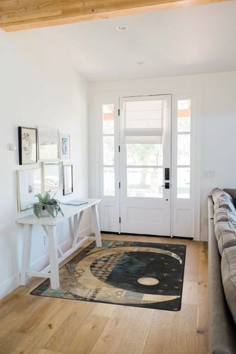 Minimalist Moon Stars Design Area Rugs 4 ft x 6 ft Soft, Fluffy, Non-Slip Perfect for Indoor, Bedroom, Nursery, Living Room, and Kitchen Durable & Washable Carpet AR-069186206 in White Scandinavian Entryway
