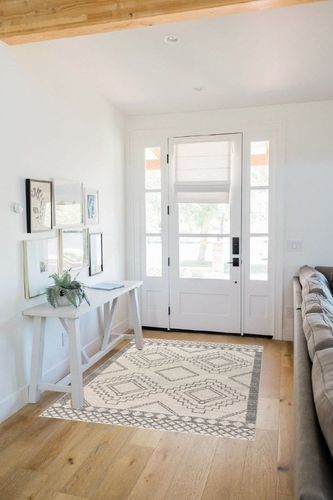 JONATHAN Y MOH200B-4 Amir Moroccan Beni Souk Indoor Area-Rug Bohemian Farmhouse Rustic Geometric Easy-Cleaning Bedroom Kitchen Living Room Non Shedding, 4 X 6, Cream,Gray in White Scandinavian Entryway