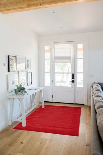 Unique Loom Williamsburg Collection Area Rug - Solid (4' 1" x 6' 1" Rectangle, Burgundy) in White Scandinavian Entryway