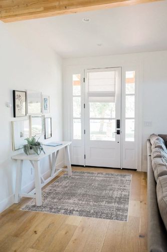 Bloom Rugs Vintage Geometric Cream Gray Area Rug - Boho Distressed 4x6 Rug for Living Room, Bedroom and Kitchen in White Scandinavian Entryway