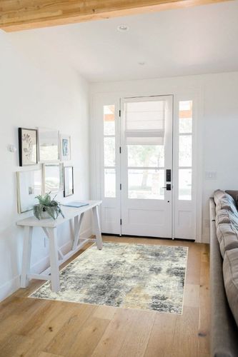 Lahome Modern Abstract Area Rug - 4x6 Grey Rugs for Bedroom Washable Dining Room Rug Living Room Mat, Non Slip Contemporary Indoor Floor Nursery Carpet for Kitchen Laundry Room Entryway in White Scandinavian Entryway