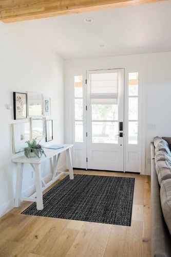 Seavish Outdoor Rug 4X6 Area Rug Washable Kitchen Rug Black and White Striped Rug Cotton Rugs Farmhouse Decor Reversible Laundry Room Mat Small Accent Throw Rugs Patio Rug Front Porch Mat in White Scandinavian Entryway