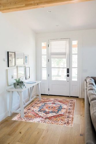 ULTSOFE Area Rugs for Living Room Bedroom, 4x6 Rug Vintage Rug Indoor Floor Soft Print Orange Accent Rugs for Dining Room Kitchen, Non-Shedding Low-Pile Non-Slip Washable Rug Throw Rug in White Scandinavian Entryway